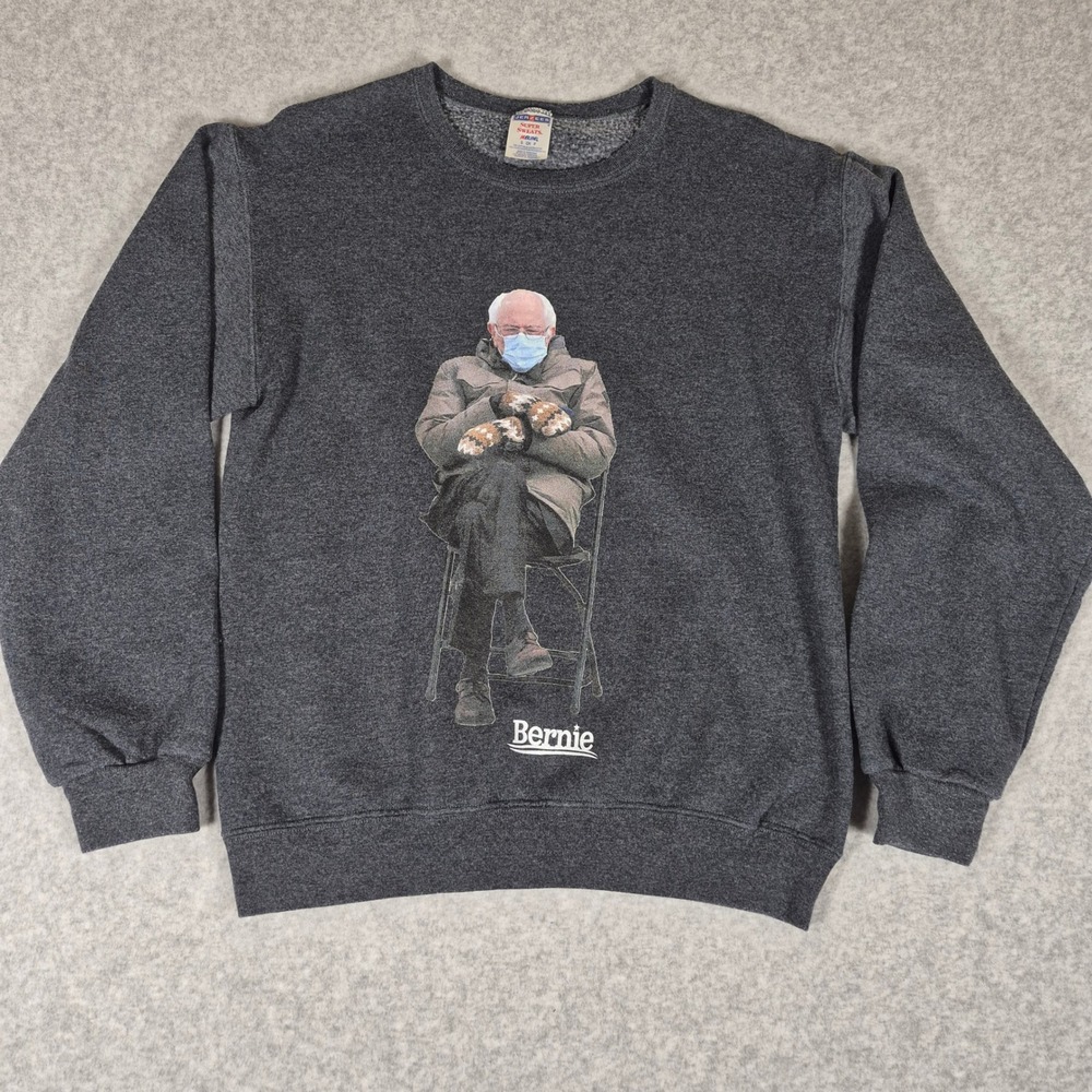 Jerzees Sweatshirt Unisex S Gray Bernie Sanders Meme Inauguration Graphic